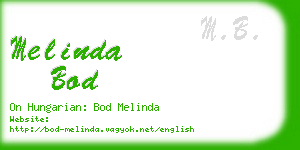 melinda bod business card